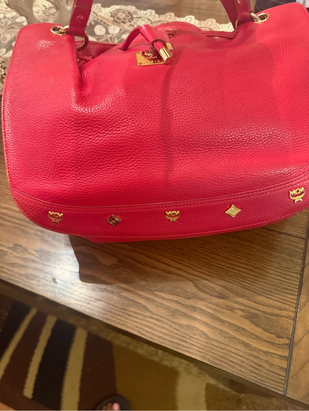 MCM Red Leather Bucket Bag - Picture 3 of 13